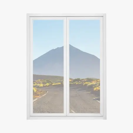 Fensteraufkleber sonnenbeschienene bergstraße zum vulkan – Pixers®