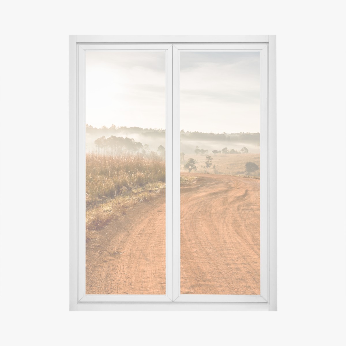 Fensteraufkleber morgendlicher feldweg in Thung Salaeng Luang – Pixers®