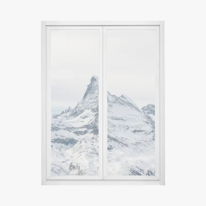 Fensteraufkleber majestätischer schneebedeckter berggipfel