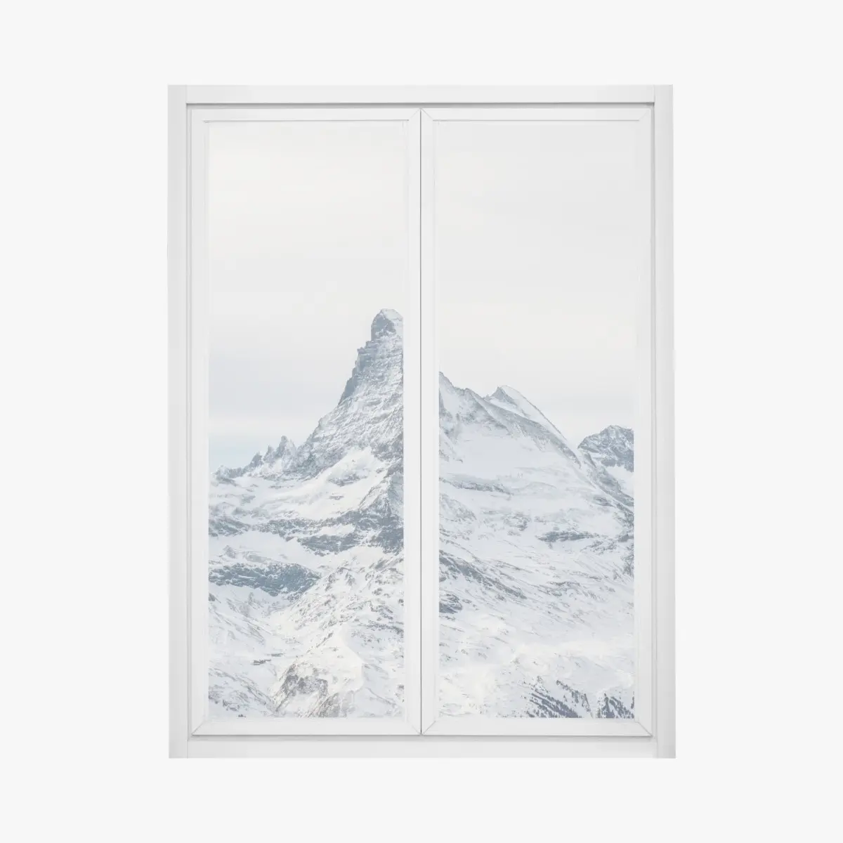 Fensteraufkleber majestätischer schneebedeckter berggipfel – Pixers®