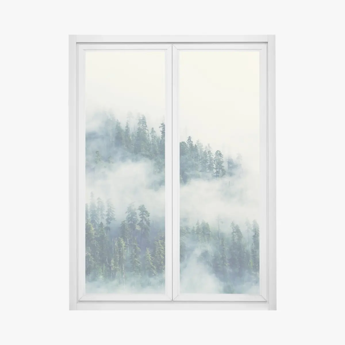 Fensteraufkleber nebliger nadelwald – Pixers®