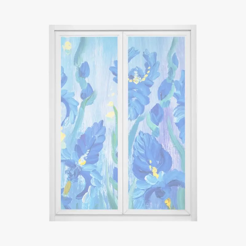 Fensteraufkleber lebendiger blauer iris-bund