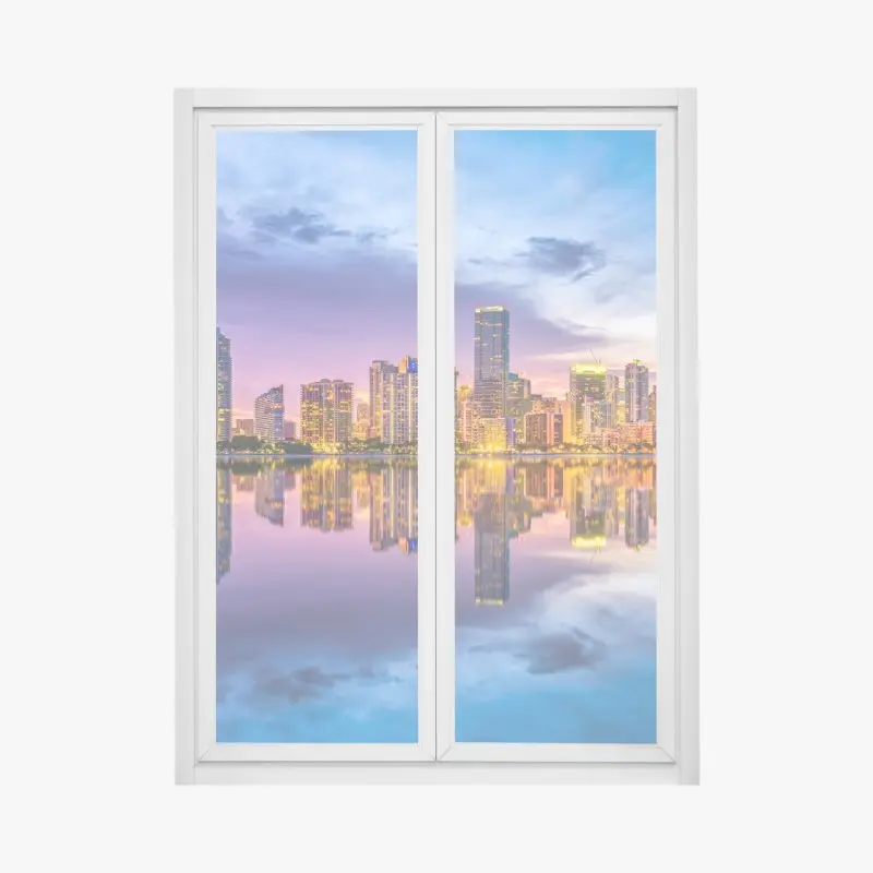 Fensteraufkleber Miami skyline gespiegelt in Biscayne Bay