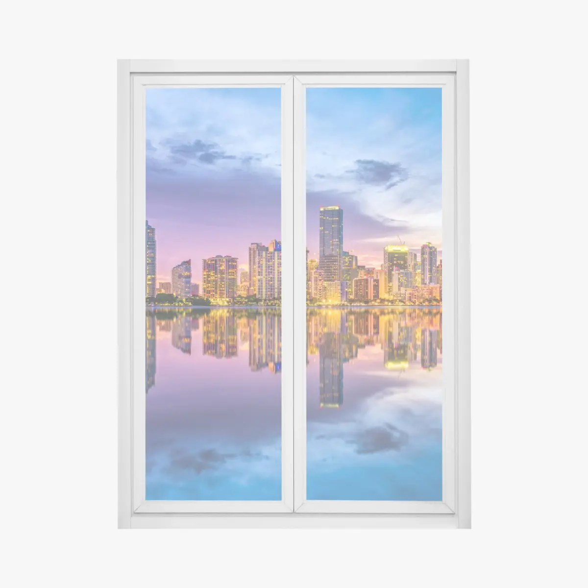Fensteraufkleber Miami skyline gespiegelt in Biscayne Bay – Pixers®