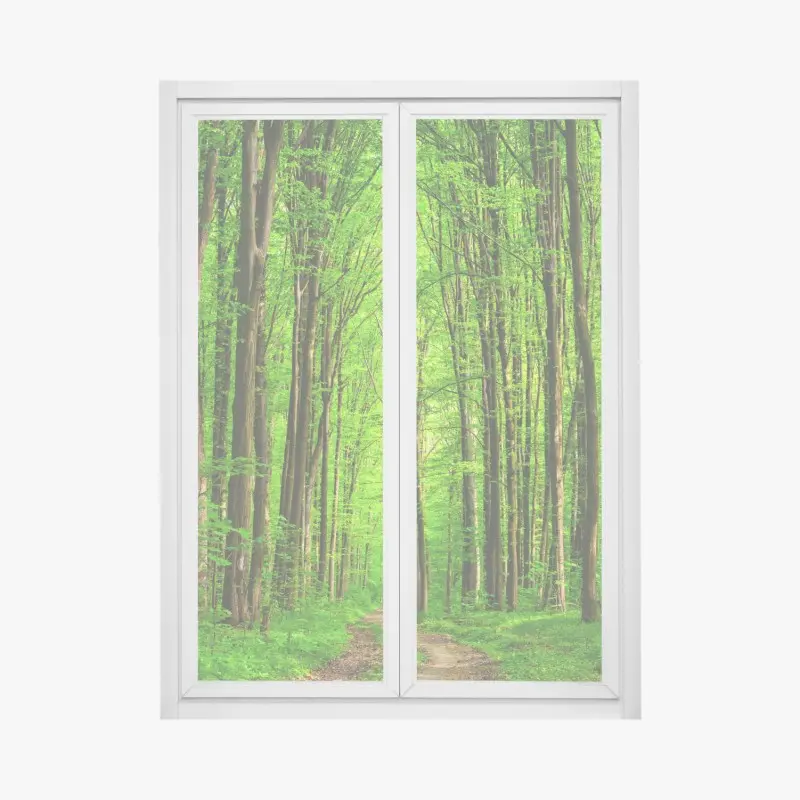 Fensteraufkleber üppiger grüner waldweg