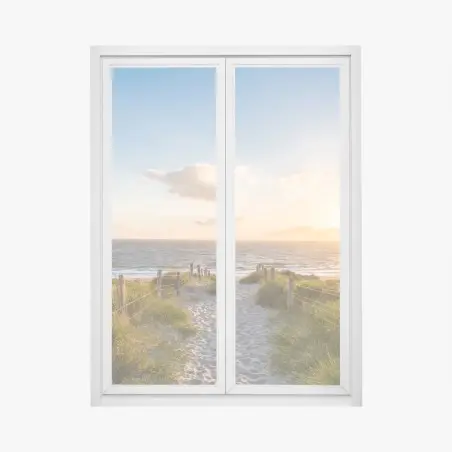 Fensteraufkleber sonnenbeschienener strandweg zum meer – Pixers®