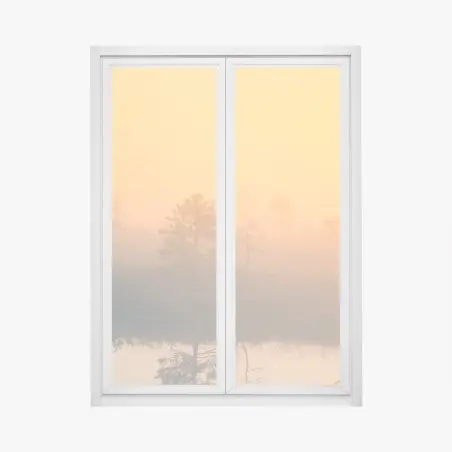 Fensteraufkleber träumerischer sonnenaufgang über nebligem moor – Pixers®