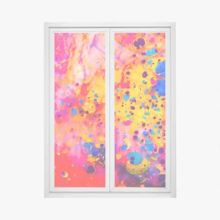 Fensteraufkleber ebru marmorierung abstrakt in lebendigen farben – Pixers®
