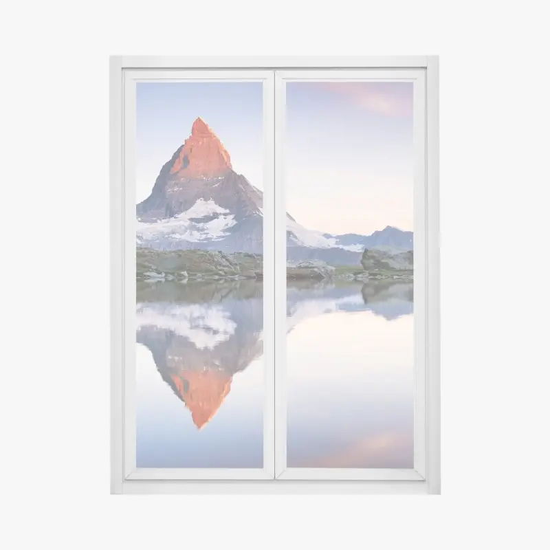 Fensteraufkleber Matterhorn bei sonnenaufgang über dem alpensee