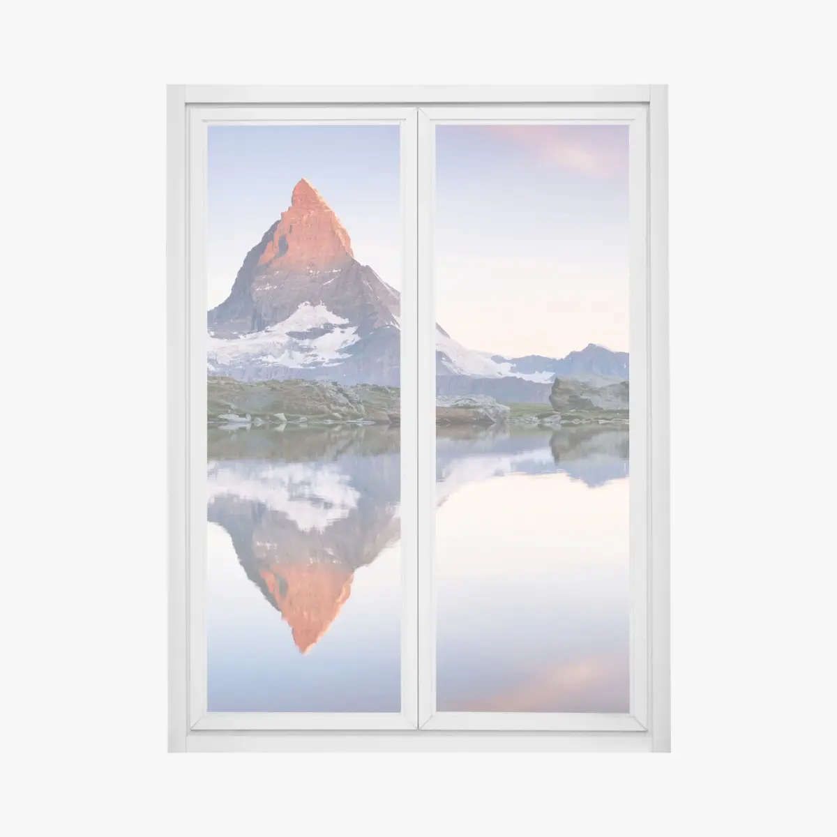 Fensteraufkleber Matterhorn bei sonnenaufgang über dem alpensee – Pixers®