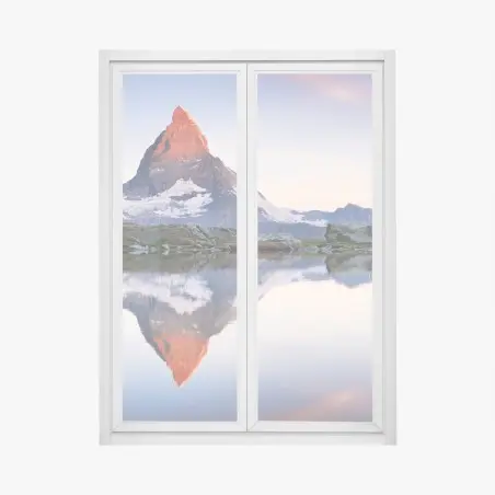 Fensteraufkleber Matterhorn bei sonnenaufgang über dem alpensee – Pixers®