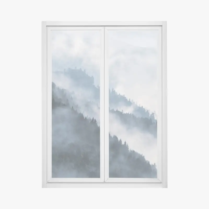 Fensteraufkleber nebelverhangene bergkämme