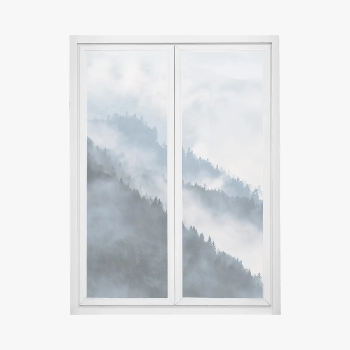 Fensteraufkleber nebelverhangene bergkämme – Pixers®