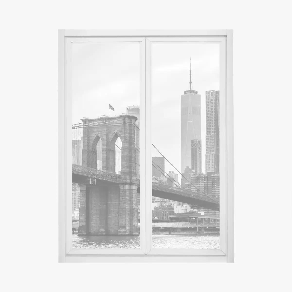 Fensteraufkleber Brooklyn Bridge und New York skyline in graustufen – Pixers®