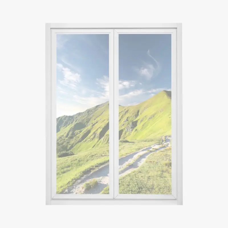 Fensteraufkleber sonnenbeschienener berggrat mit pfad