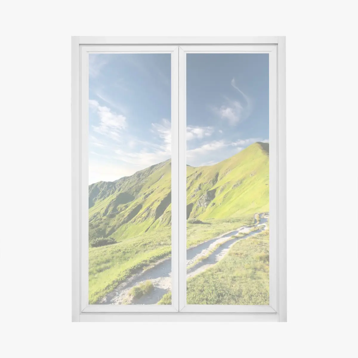 Fensteraufkleber sonnenbeschienener berggrat mit pfad – Pixers®