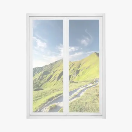 Fensteraufkleber sonnenbeschienener berggrat mit pfad – Pixers®