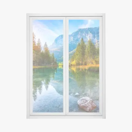 Fensteraufkleber Hintersee herbstliche see- und bergspiegelung – Pixers®