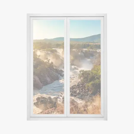 Fensteraufkleber sonnenaufgang über Epupa-wasserfälle – Pixers®