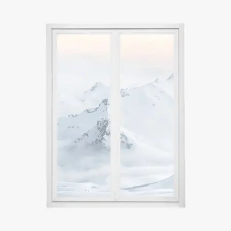 Fensteraufkleber verschneite gipfel des Kaukasus im dämmerlicht – Pixers®