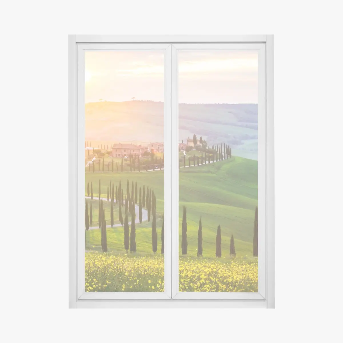 Fensteraufkleber sonnenaufgang in der Toskana – Pixers®