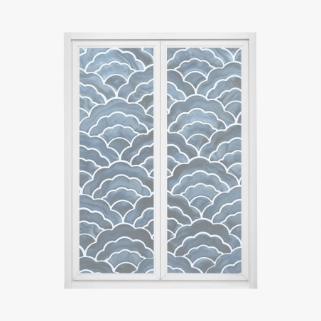 Fensteraufkleber japanisches blaues seigaiha-wellenmuster – Pixers®