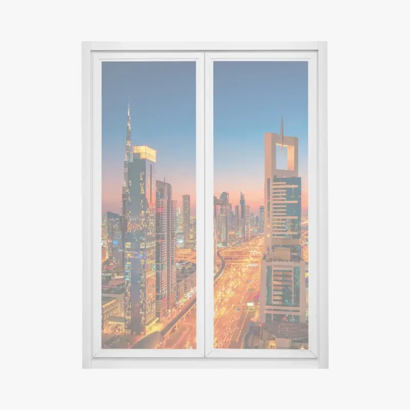 Fensteraufkleber Dubai skyline bei dämmerung