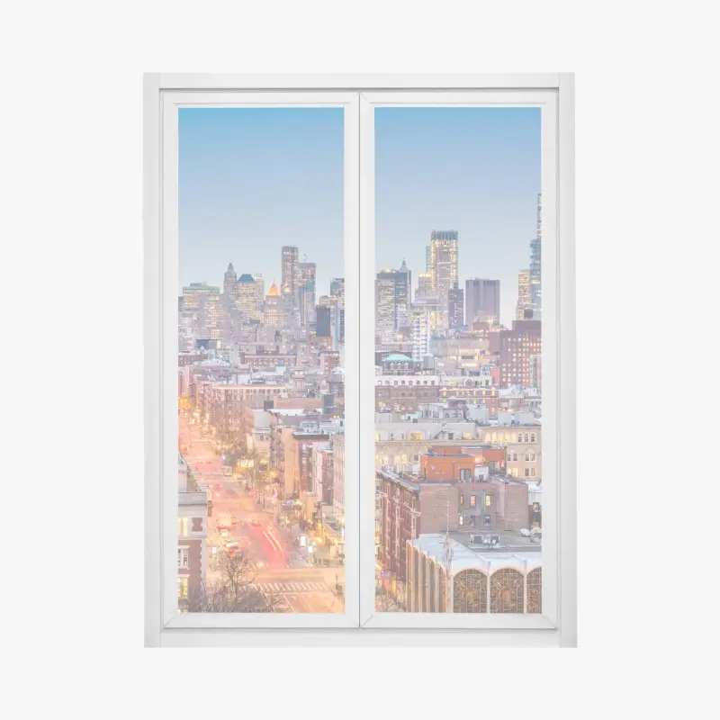 Fensteraufkleber New York skyline bei dämmerung