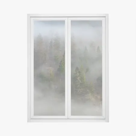 Fensteraufkleber nebliger bergwald – Pixers®