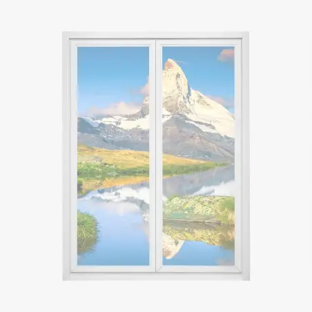Fensteraufkleber majestätisches Matterhorn gespiegelt im alpensee – Pixers®