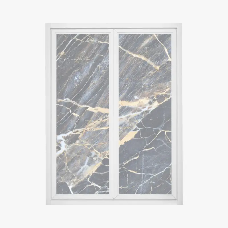 Fensteraufkleber dunkler marmor mit goldenen und cremefarbenen adern