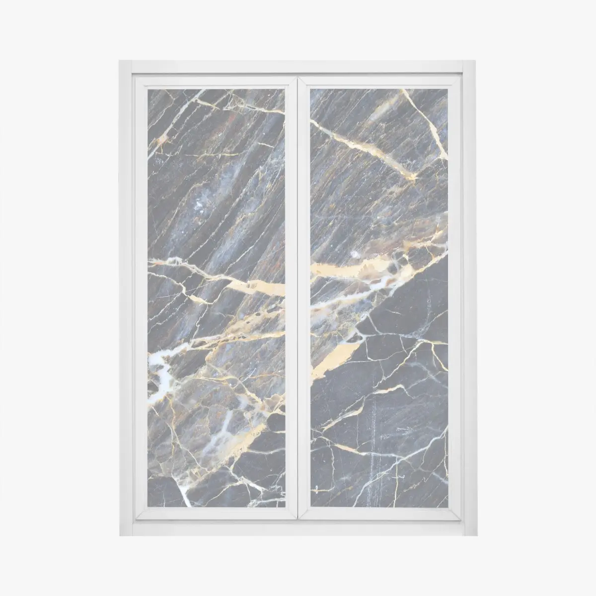 Fensteraufkleber dunkler marmor mit goldenen und cremefarbenen adern – Pixers®