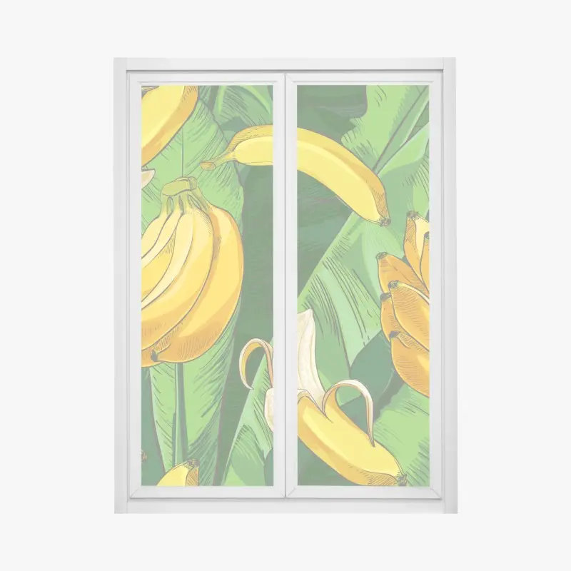 Fensteraufkleber tropisches bananenmuster mit bananenblättern