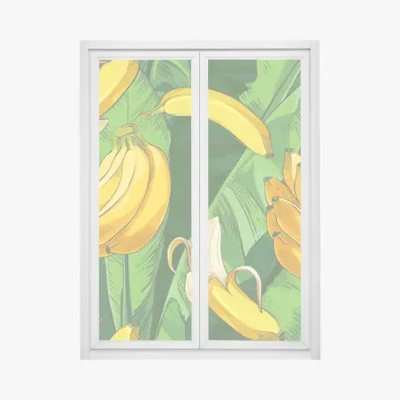 Fensteraufkleber tropisches bananenmuster mit bananenblättern – Pixers®