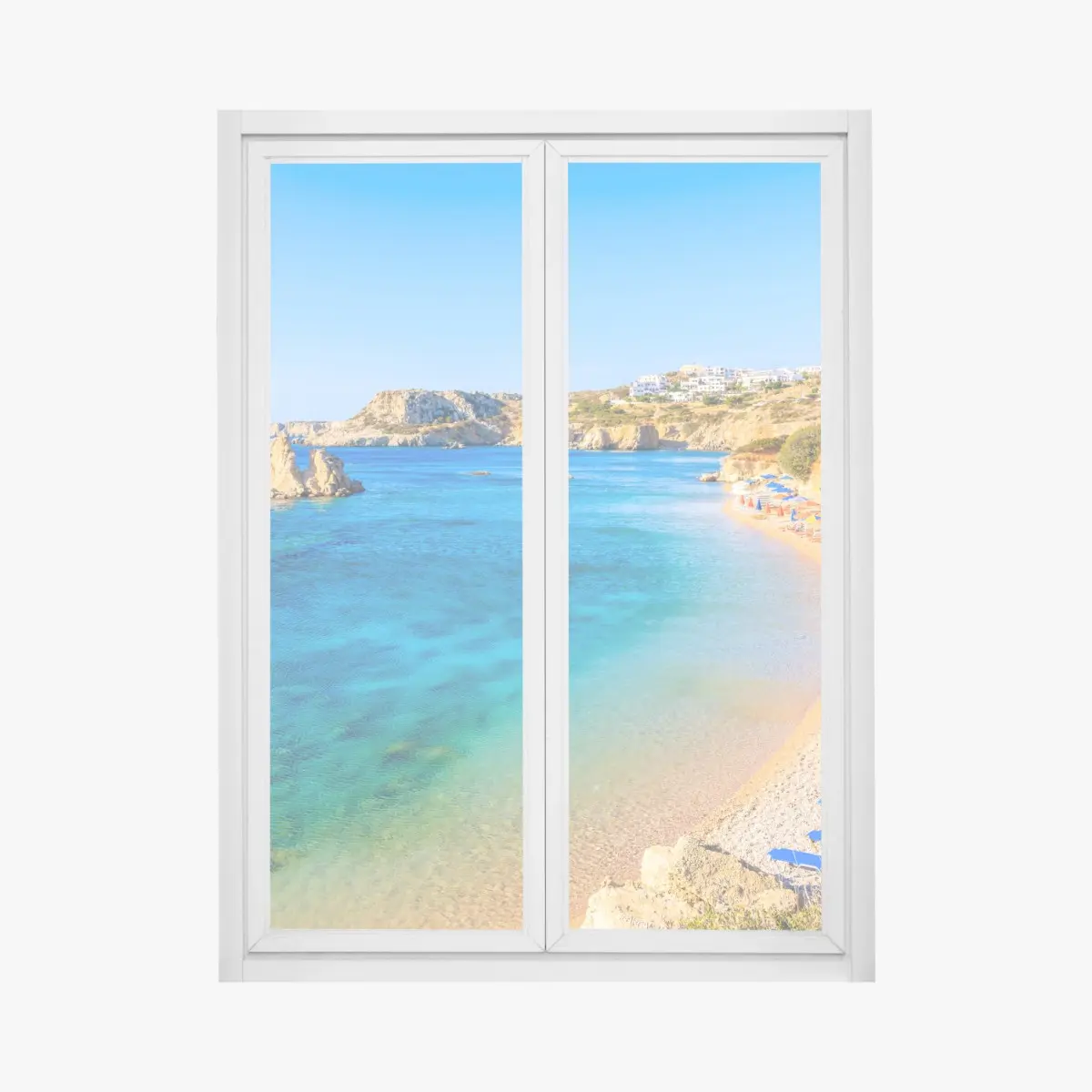 Fensteraufkleber strand Ammopi, Karpathos türkisfarbene bucht – Pixers®