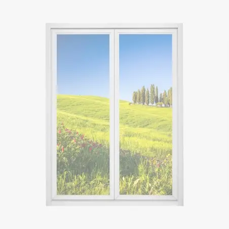 Fensteraufkleber sonnige grüne hügel mit zypressen – Pixers®