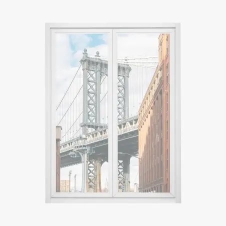 Fensteraufkleber Brooklyn brücke eingerahmt von backsteingebäuden – Pixers®