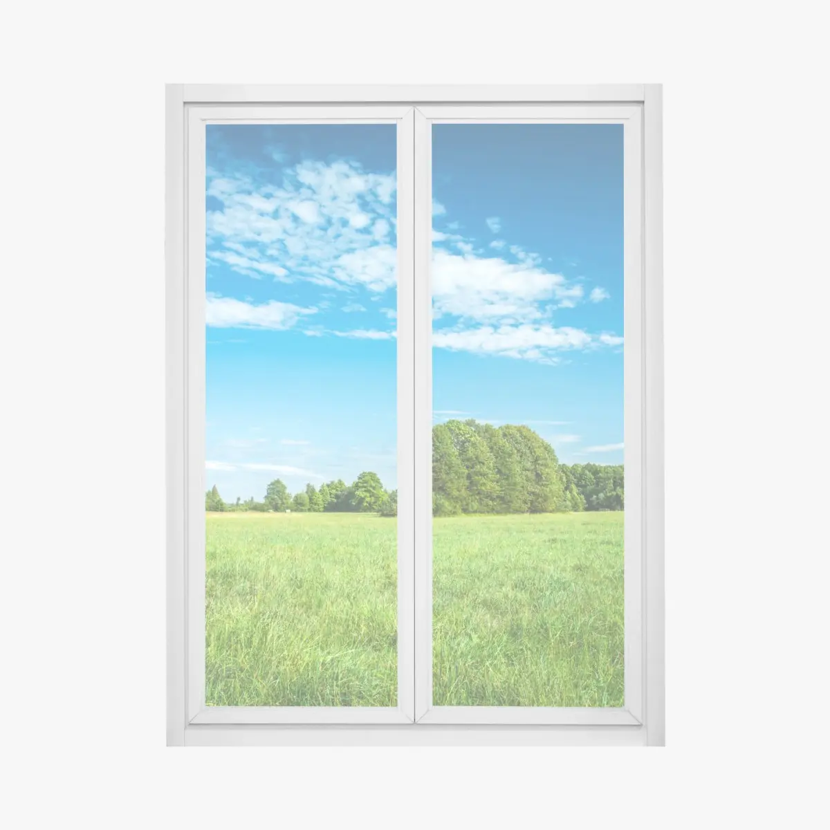 Fensteraufkleber sonnige grüne wiese unter blauem himmel – Pixers®