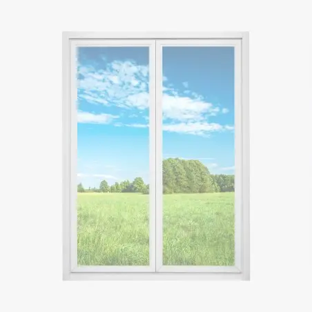 Fensteraufkleber sonnige grüne wiese unter blauem himmel – Pixers®