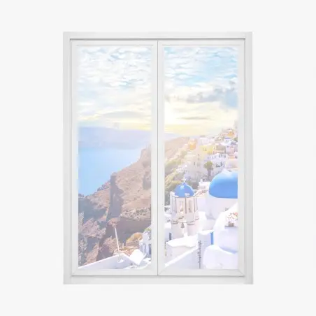 Fensteraufkleber sonniges Oia auf der caldera von Santorini – Pixers®