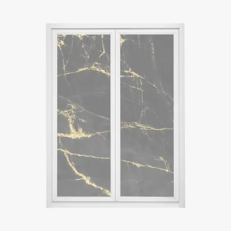 Fensteraufkleber schwarzer marmor mit goldenen adern – Pixers®