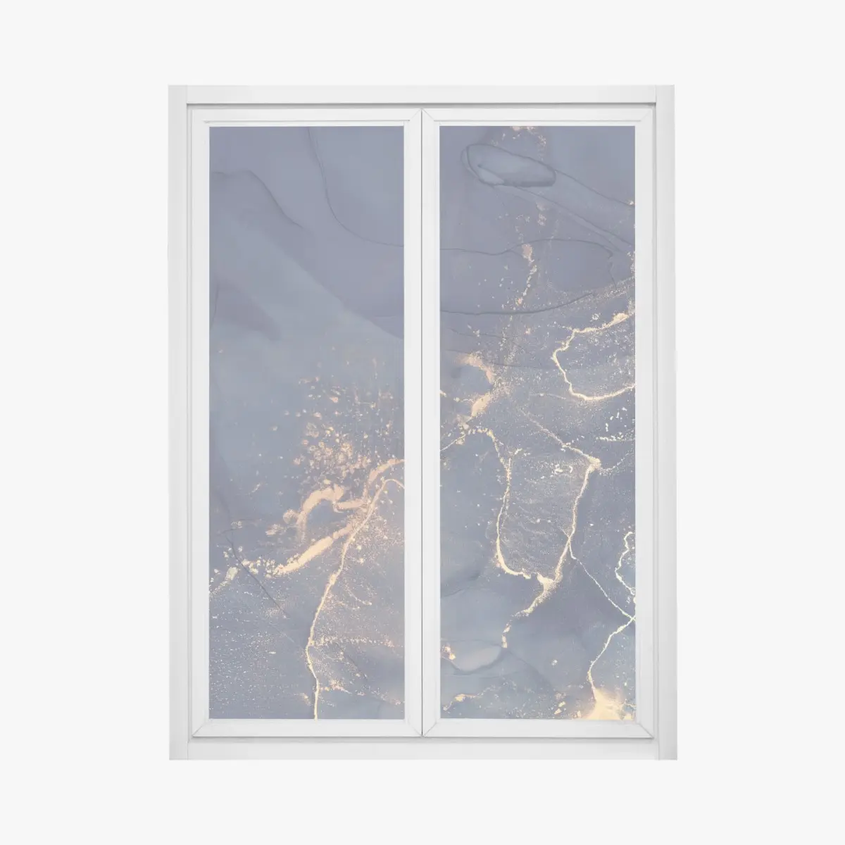 Fensteraufkleber dunkelblaue marmor-abstraktion mit goldenen adern – Pixers®