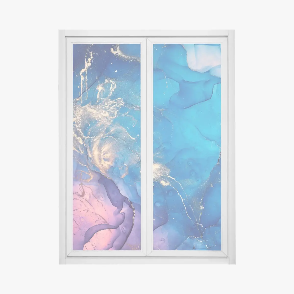Fensteraufkleber blaue marmorierte alkoholtinten abstraktion – Pixers®