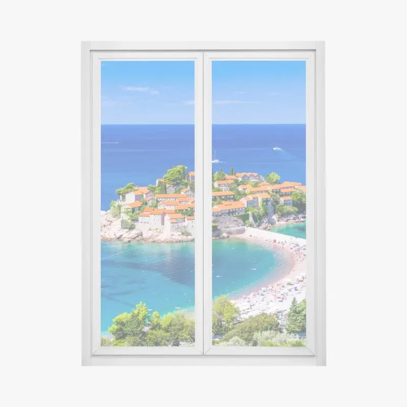 Fensteraufkleber Sveti Stefan, Montenegro historischer inselkurort