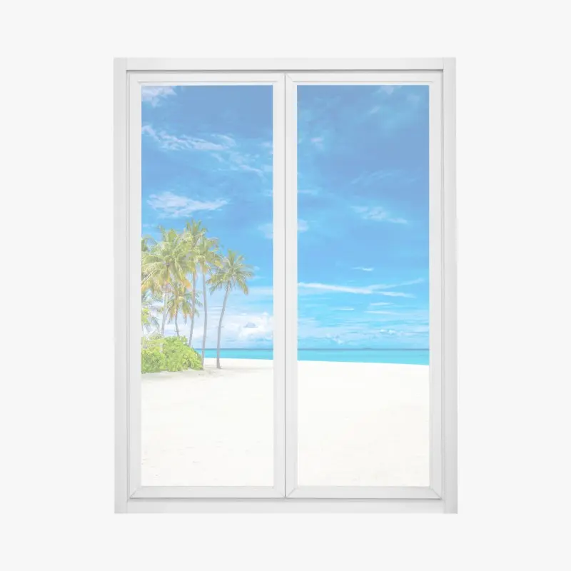 Fensteraufkleber tropischer strand mit palmen