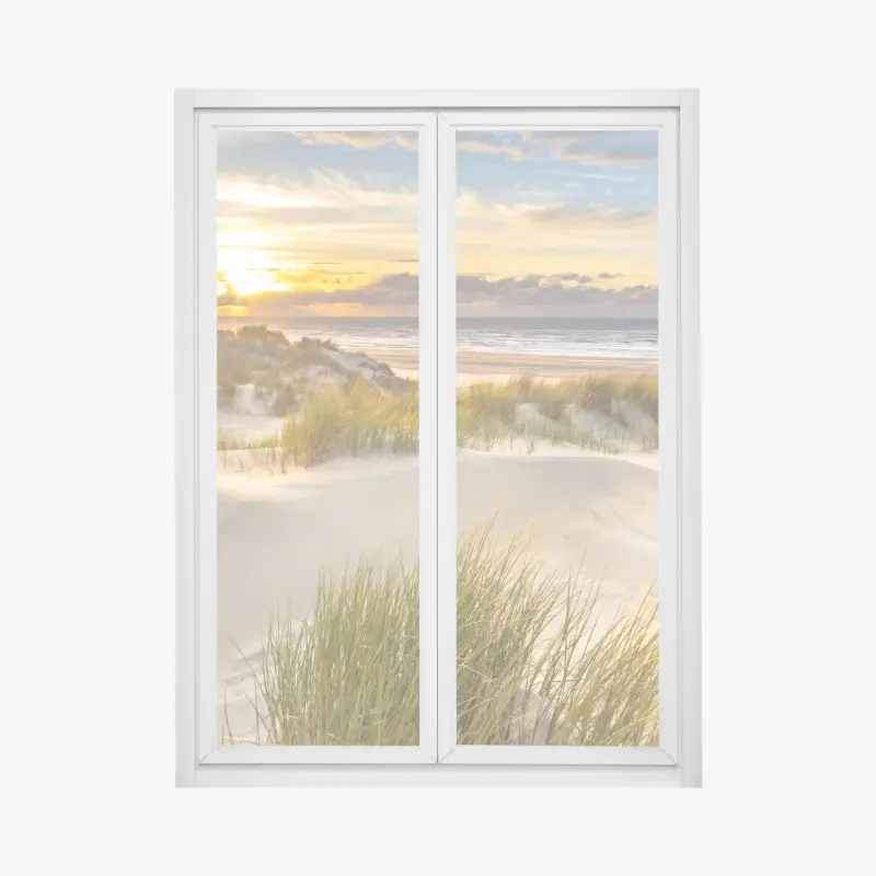 Fensteraufkleber sonnenuntergang über den dünen von Ameland