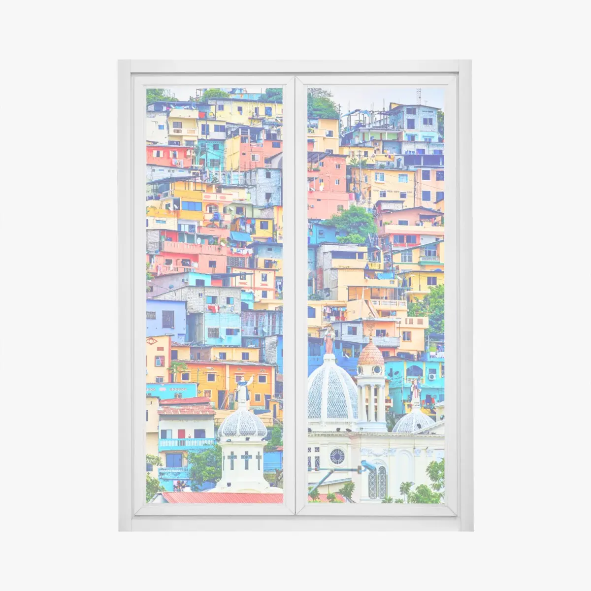 Fensteraufkleber bunte häuser von Las Peñas am Santa Ana hügel, Guayaquil – Pixers®