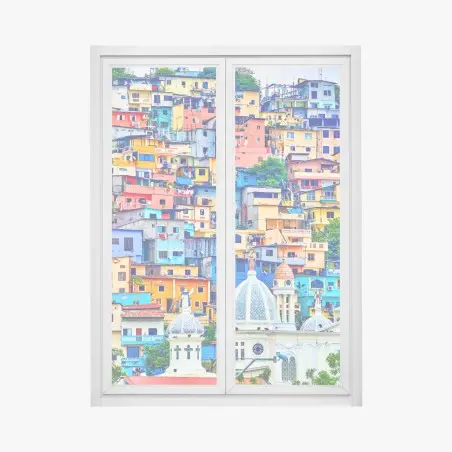 Fensteraufkleber bunte häuser von Las Peñas am Santa Ana hügel, Guayaquil – Pixers®