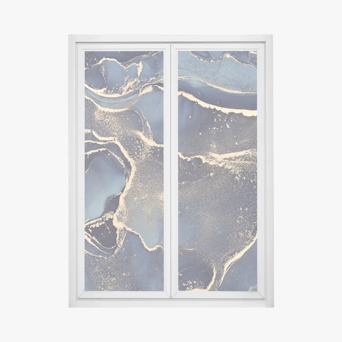 Fensteraufkleber traumhafte abstrakte fließmalerei in blau und gold – Pixers®
