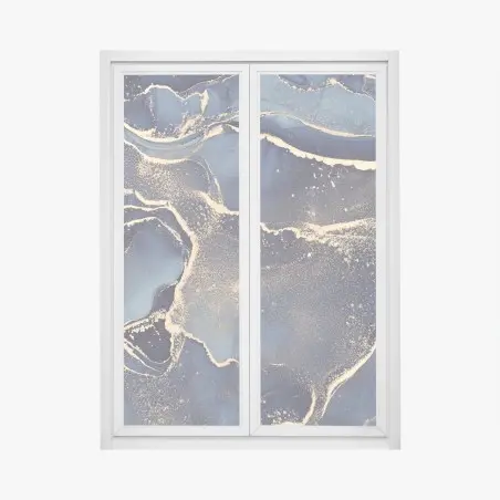 Fensteraufkleber traumhafte abstrakte fließmalerei in blau und gold – Pixers®